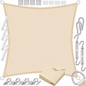KESSER® Tenda a vela, parasole, paravento | Tessuto HDPE | idrorepellente e antivento, robusto e stabile per ombreggiare il giardino, balcone o il terrazzo, Sabbia, 2x2m