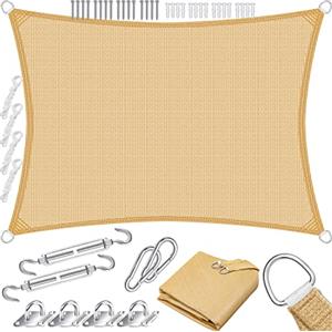 KESSER® Tenda a vela, parasole, paravento | Tessuto HDPE | idrorepellente e antivento, robusto e stabile per ombreggiare il giardino, balcone o il terrazzo, Crema, 2x3m