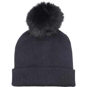 QUEEN HELENA Cappello Invernale Berretto Caldo con PON PON Casual Donna CP09 (Taglia Unica, Nero)