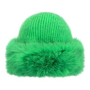 QUEEN HELENA Cappello Invernale con Pelo Berretto con Pelliccia Morbido Donna CP07 (IT, Testo, Taglia Unica, Verde)