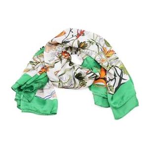 QUEEN HELENA Sciarpa Leggera Invernale Foulard Fantasia Colorato Elegante Donna SC019 (Verde, Taglia Unica)