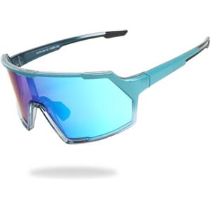 UVTQSSP Occhiali Sportivi TR90 Montatura Occhiali da Ciclismo Uomo Donna Sport Occhiali da Ciclismo MTB Ciclismo Corsa con Protezione UV400 Occhiali da Running, Montatura Blu/Lente Blu