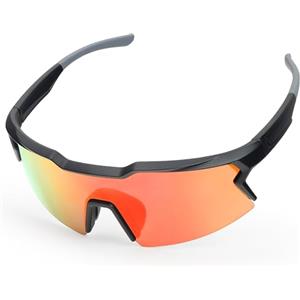 UVTQSSP TR90, occhiali sportivi da ciclismo da uomo e donna, protezione UV400, occhiali da sole sportivi, visione HD, ultra leggeri, per mountain bike, bici da corsa, ciclismo, corsa, montatura nera