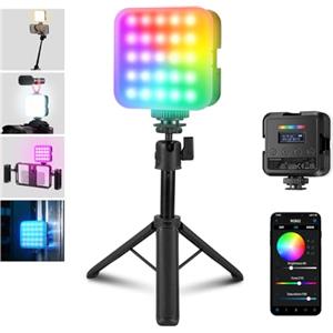 NEEWER Luce Video RGB Magnetica per Fotocamera con Treppiede Tavolo e 3 Cold Shoe, Controllo APP, CRI97+ 2500-8500K, 17 Scene, Batteria 2000mAh Ricaricabile, Mini Pannello LED per Foto e Video, RGB62