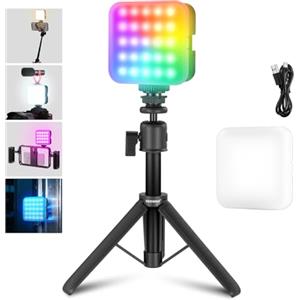 NEEWER Luce Video RGB Magnetica con Treppiede Tavolo e 3 Cold Shoe, Luce LED per Fotocamera a Colori 360°,CRI97+/20 Scene/2500K-8500K, Mini Luce Pannello Ricaricabile da 2000mAh per Foto Video,RGB61