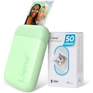 Liene Pearl K100 Stampante Portatile, 2x3 Stampante Fotografica Istantanea con 50 Fogli di Zink Carta Fotografica Adesiva, Connessione Bluetooth, APP Dedicata, Mini Stampante per iOS & Android, Verde