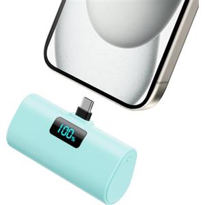 HETP Power Bank 5200mAh, Ultra-piccolo&Ultra-compatto Caricatore Portatile USB C PD Ingressi&Uscite Mini Powrbank Batteria Esterna per iPhone 17/16/15 Android Samsung Galaxy Note Huawei iPad Pro/Air-Verde