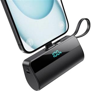 iPosible Mini Power Bank 5500mAh per iPhone con Cavo USB C Integrati, 20W PD Ricarica Rapida Caricatore Portatile Powerbank Compatto Batteria Esterna per iPhone 17/16/15/14/13/12/11/8/7/6 serie