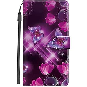 Nuxiady Custodia per Huawei P30 Lite Pelle PU Custodia con Creativo Motivo Disegni, Protettiva Case Cover a Libro Antiurto Portafoglio Caso per Huawei P30 Lite con Cute Modello, Farfalla Viola