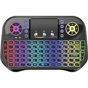 LONGYI i10 Mini Tastiera Wireless, Smart TV Tastiera Mini Wireless Retroilluminata con Mouse Touchpad, Bluetooth e 2.4GHz USB Keyboard per Android TV Box/HTPC/PC/Pad/Notebook/Projector