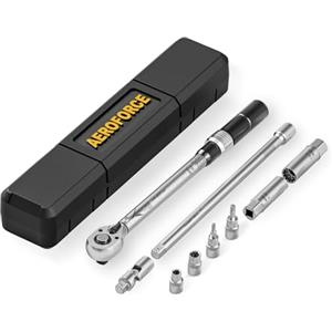 AEROFORCE Professional Tools AEROFORCE Chiave Dinamometrica 3/8'', 10-60Nm, Precisione ± 3% con 25cm Barra di Prolunga, Giunto Universale, Presa Magnetica per Candele, Torx e Presa