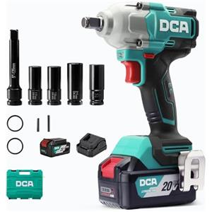 DCA Avvitatore a Impulsi Brushless da 20V, 682Nm di Coppia Massima, Attacco ad Anello da 13mm, Batteria al Litio da 4000mAh*2, 4 Modalità, Luce LED, Design Compatto, Funzione Smart Loosen, ADPB520