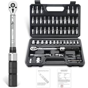 AEROFORCE Professional Tools AEROFORCE 50 Pezzi Chiave Dinamometrica 1/4" 5-25 Nm, Bicicletta e Moto, con Prolunga 10 cm