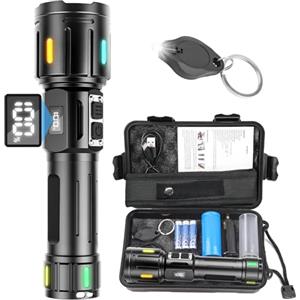 Chasinglee Torcia LED Ricaricabile 500000 lumen, Torcia LED Potente Tattica Ad Alto Lumen, Torcia Ad Alta Potenza, Super Luminosa, Ricaricabile Type-C, Per il Campeggio e l'escursionismo