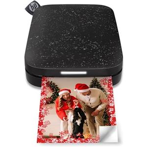 HP Sprocket Stampante fotografica istantanea portatile 5x7.6 cm (Nero) Stampa le immagini su carta adesiva ZINK dai tuoi dispositivi iOS e Android