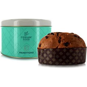 Cipriani Panettone Artigianale Tradizionale Sfornato in Italia, Impasto Soffice con Uova Fresche di Galline Allevate a Terra e Miele Italiano, Senza Canditi, in Scatola di Latta, 1 Kg
