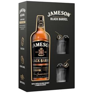 Jameson Black Barrel Irish Whiskey, Confezione Regalo con 2 Bicchieri Tumbler, vol 40%, 70CL