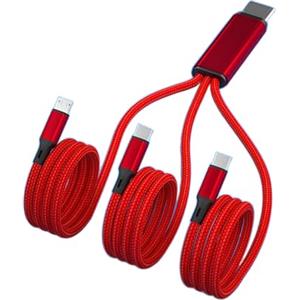 GIMIRO Cavo di ricarica 3 in 1 USB tipo C a tipo C [120 cm per ogni ramo] 66 W Max PD Ricarica Rapida Muti-use USB C Cavo dati per ricarica auto, compatibile con Huawei XIAOMI SAMSUNG (rosso/C-CCM)