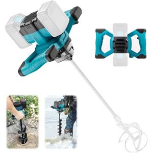 Ysislybin Miscelatore Elettrico per Makita 18V Batteria, Miscelatore Senza Brushless 6 Velocità per Miscelazione di Vernice Liquame di Cemento Calcestruzzo Malta Foraggio (senza batteria)