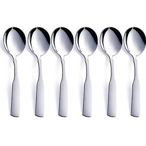 FULLYWARE Cucchiai per zuppa, in acciaio inossidabile da 6,1", cucchiai rotondi robusti, posate da tavola in argento, set di posate in metallo, 6 pezzi