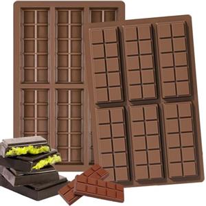 XoeLLe 2 Pezzi Stampi Cioccolatini, Stampi in Silicone, 6 Cavità Stampo Silicone, Stampo Tavoletta Cioccolato con linee separatrici, per Fare Caramelle Al Cioccolato, Torta, Tartufi Pralinati (B)