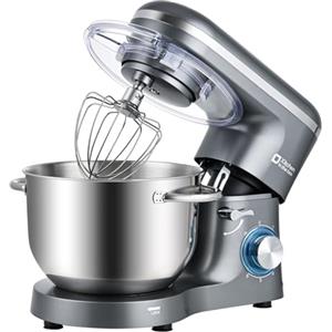 Kitchen in the box Impastatrice Planetaria, 6,2 Litri Impastatrice Professionale 1400W, 6 Velocità con Uncino Impastatore, Mescolatore e Frusta Sbattitrice (Grigio)