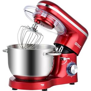 Kitchen in the box Impastatrice Planetaria, 6,2 Litri Impastatrice Professionale 1400W, 6 Velocità con Uncino Impastatore, Mescolatore e Frusta Sbattitrice (Rosso)