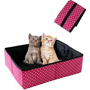 Macelitu Lettiera Pieghevole per Gatti Portatile per Gattino, Toilette per Gatto da Viaggi- Impermeabile e Leggera per Interni, Esterni, Domestico, Campeggio, Rosa rossa, 40 * 30 cm