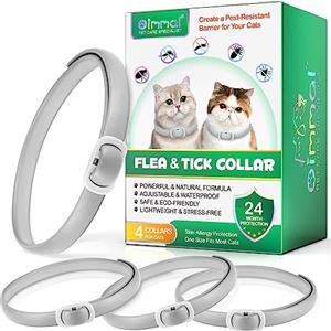 XAYGHE Collare Antipulci per Gatti - Collare Antiparassitario Naturale per Gatti e Cuccioli - 4 Pezzi, Protezione fino a 24 Mesi contro Pulci, Zecche e Insetti, Sicuro ed Efficace, Confortevole e Regolabile