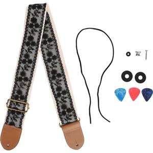 LiebeWH Tracolla per Chitarra Elettrica Tracolla per Basso con Design in Pizzo Nero Lunghezza Regolabile Tracolla Universale per Chitarre Acustiche Elettriche Basse