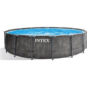 INTEX Piscina Prism Greywood 457x122 Pompa Filtro, Scaletta, Telo Base, Telo Copertura