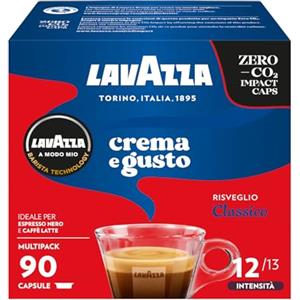 Lavazza, A Modo Mio Crema e Gusto Classico, 90 Capsule Caffè, per un Espresso con Note di Cioccolato e Frutta Secca, Arabica e Robusta, Intensità 12/13, Tostatura Media, Confezione da 36 e 54 Capsule