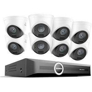 SANNCE Sistema di Telecamere di Sorveglianza 8CH POE CCTV, Videoregistratore di Rete 5MP POE 8 Canali con 8 Telecamere di Sicurezza Esterna IP 3MP