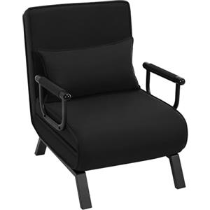 WOLTU Poltrona Relax Reclinabile Convertibile, Divano Letto Trasformabile 3 in 1, con Schienale Regolabile in 5 Posizioni, Cuscino Rimovibile, Seduta Imbottita, 65 x 75 x 78cm, Nero