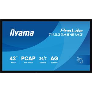 iiyama ProLite T4329AS-B1AG - Display interattivo All-in-One da 43 pollici, 4K UHD, touchscreen PCAP, WiFi e media player integrato