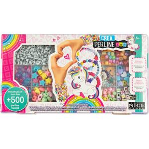 Nice Perline ABC Magic Unicorno - 500 Pezzi con Corda Elastica Colorata per Bambine