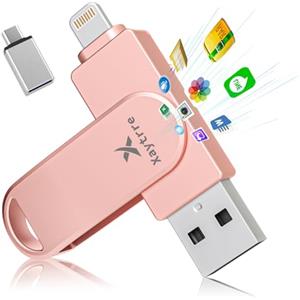 Xaytrre Chiavetta USB per iPhone 512gb Apple MFi-zertifizierter,Xaytrre Memoria Esterna Lightning,Pen Drive USB C 3.0,3 in 1 Pennetta Backup per iPhone/Smartphone/iPad/Android/PC,(Rosa)