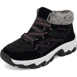 VTASQ Uomo Stivaletti da Neve Stivali Donna Inverno Caldo Antiscivolo Outdoor Scarponi Trekking Camminate All'aperto Stivali di Cotone Nero 37 EU