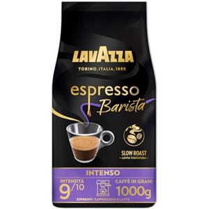 Lavazza, Espresso Barista Intenso, Caffè in Grani Tostati a Tamburo, Ideali per Macchine da Caffè Espresso, Note Aromatiche di Cacao e Legno, Arabica e Robusta, Intensità 9/10, 1 kg