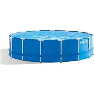 Intex 28242NP - Piscina Fuori Terra Metal Frame Rotonda, Pompa Filtro 3785 L/h, Scaletta, Telo Base e Copertura, 16805 L, Acciaio e PVC, Blu, 457x122 cm
