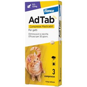 ELANCO ITALIA SpA Adtab Per Gatti Da 0,5 a 2 kg - 3 Compresse Masticabili 12 mg - Ectoparassiticidi per uso sistemico