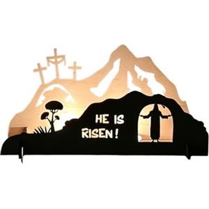 Genérico Presepe di Natale in legno, cartello religioso per scrivania, scena della tomba di Pasqua - per la casa chiesa scaffale comodino decorazione cristiana per adulti regalo