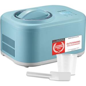 TZS First Austria - Gelatiera 1L con Compressore 3-in-1-100W Macchina per Gelato Autorefrigerante per Frozen Yogurt, Sorbetti e Gelato - Turchese
