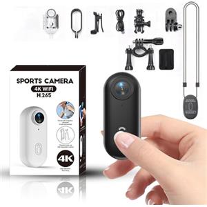 Winnes Action Cam 4K WiFi Mini Body cam Sports Camera Sportiva 120°, 30FPS Mini Action Camera insta360 per Casco da Bicicletta/Moto, Audio e Video POV Registrazione Impermeabile 30m con Magnete Clip,Nero