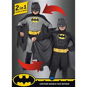 Ciao-Batman 2-in-1 (Classic/Dark Knight) costume originale DC Comics (Taglia 5-7 anni) con muscoli pettorali imbottiti bambino, Nero, Girgio, 11720.5-7