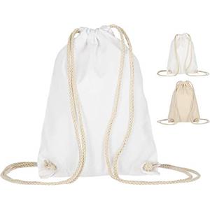 ELES VIDA Sacca sportiva in cotone, 21 x 29 cm, zaino in tessuto, sacchetto di cotone, sacchetto di iuta, certificato Oeko-TEX®, per uomo e donna, bianco, 21 x 29 cm