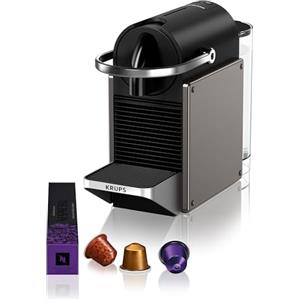 Nespresso Krups XN306TK Nespresso Pixie Titan, Macchina per caffè Espresso, Ricette Programmabili, 2 Lunghezze, Spegnimento Automatico, 1260 W, 0.7 Litri