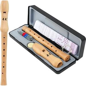 DRERIO Flauto dolce dolce in legno a 8 fori, flauto soprano con tergicristallo grasso in sughero, flauto per bambini, flauto dolce in legno per adulti, bambini, principianti
