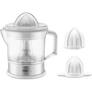 Ufesa Zing Spremiagrumi Elettrico da 40W, Capacità 0,7L, Corpo in Acciaio Inossidabile, 2 Coni e Filtro Regolabile, Rotazione Bidirezionale, Accensione Automatica, Parti Smontabili e Senza BPA