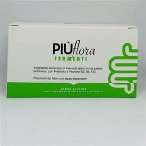 FPR Farmacisti per la Ricerca Più Flora - Integratore Alimentare con Fermenti Lattici, Prebiotici e Vitamine B2, B6, B12 - 10 Flaconcini